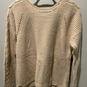 “Pink Rose” Textured Cream Sweater